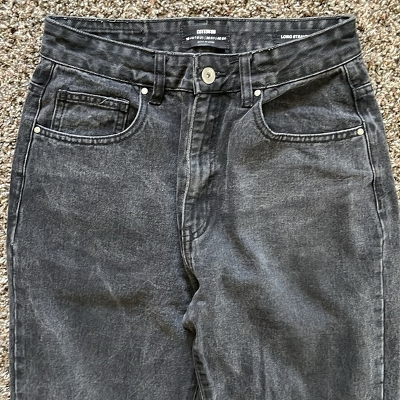 Cotton On Black Long Straight Leg Denim Distressed Jeans, Size 6, Pants Cotton - Picture 3 of 16